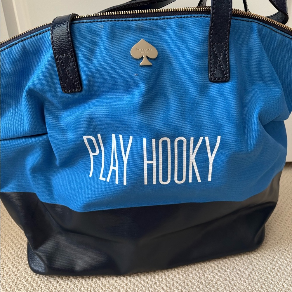 Kate Spade Blue and Black Canvas Tote